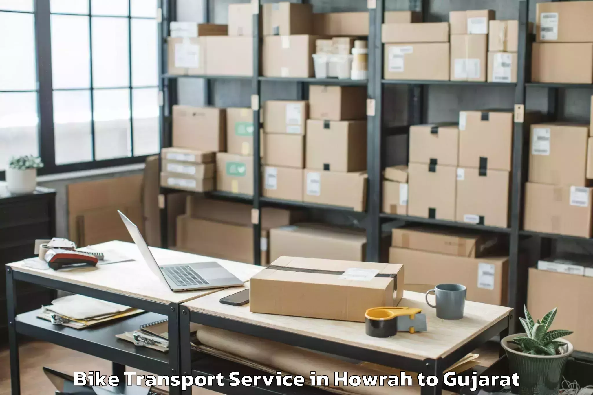 Quality Howrah to Lodhika Bike Transport